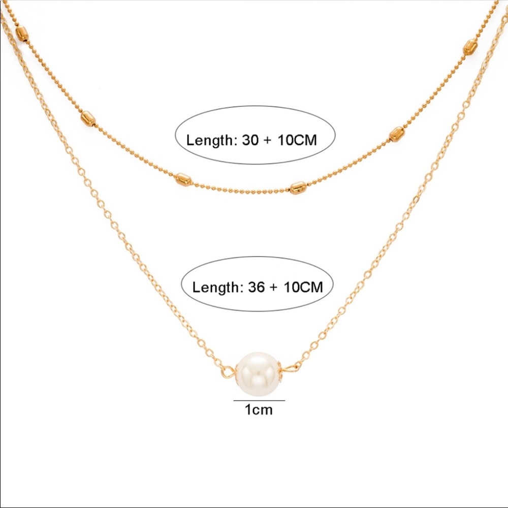 2Layer Pearl Necklace Gold - Picture 4 of 4